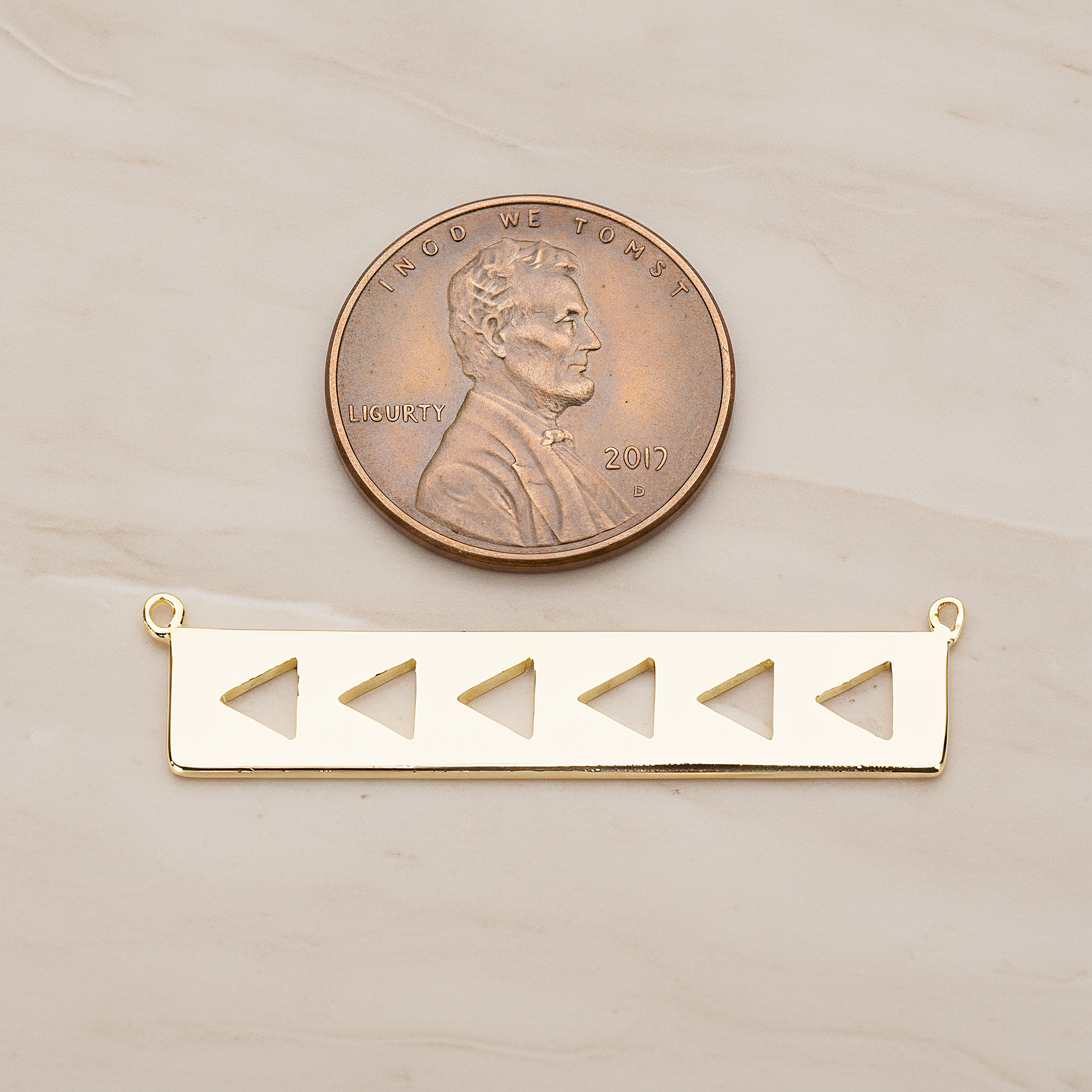 Geometric Triangle Bar Pendant, 2 Pc on warm marble background (PD.1148)