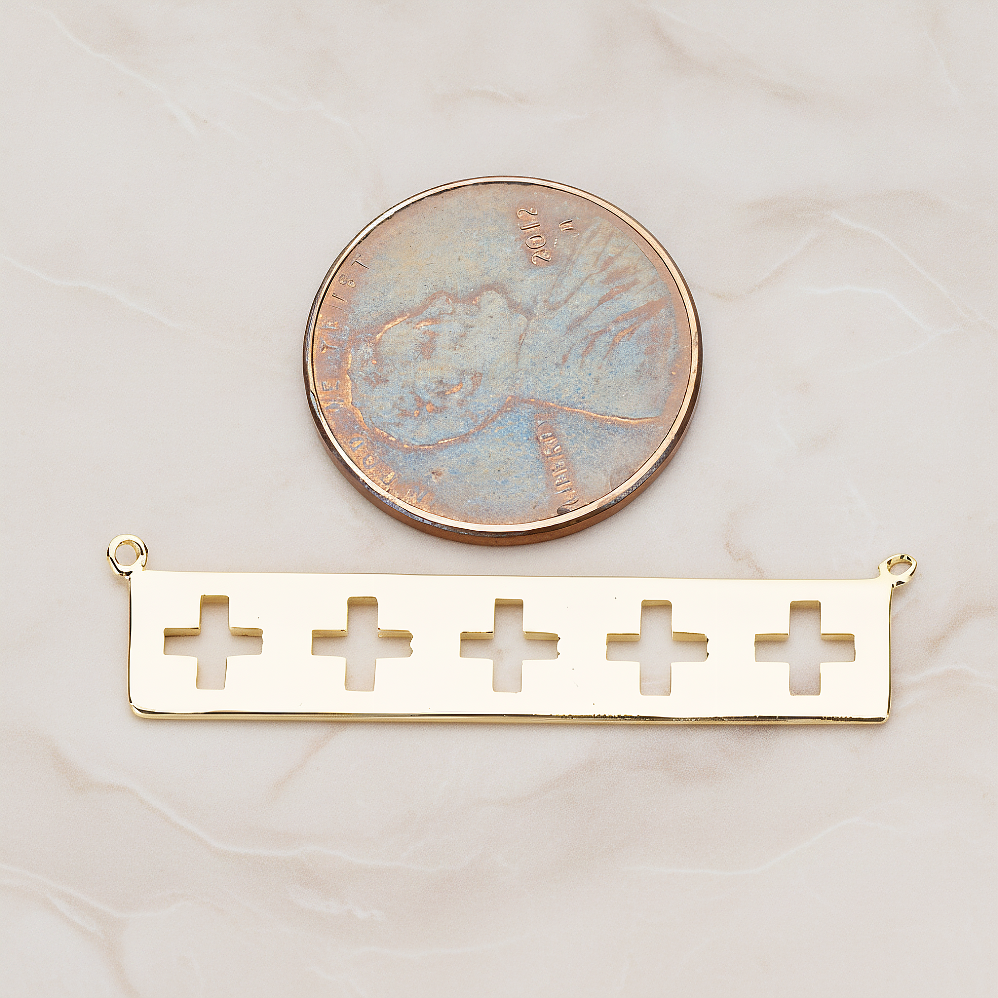 Geometric Cross Bar Pendant, 2 Pc on warm marble background (PD.1149)