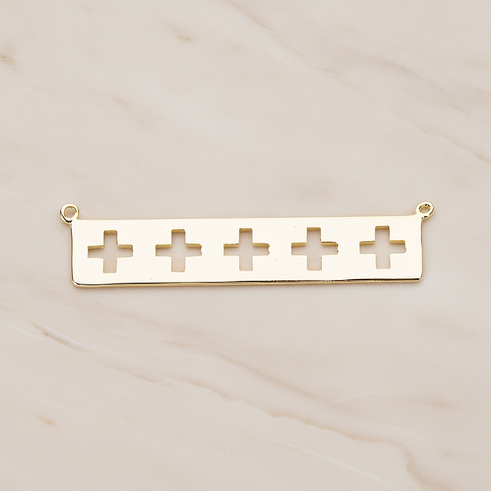 Geometric Cross Bar Pendant, 2 Pc on warm marble background (PD.1149)