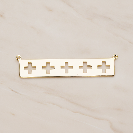 Geometric Cross Bar Pendant, 2 Pc on warm marble background (PD.1149)