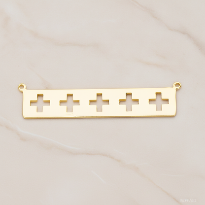 Geometric Cross Bar Pendant, 2 Pc on warm marble background (PD.1149)