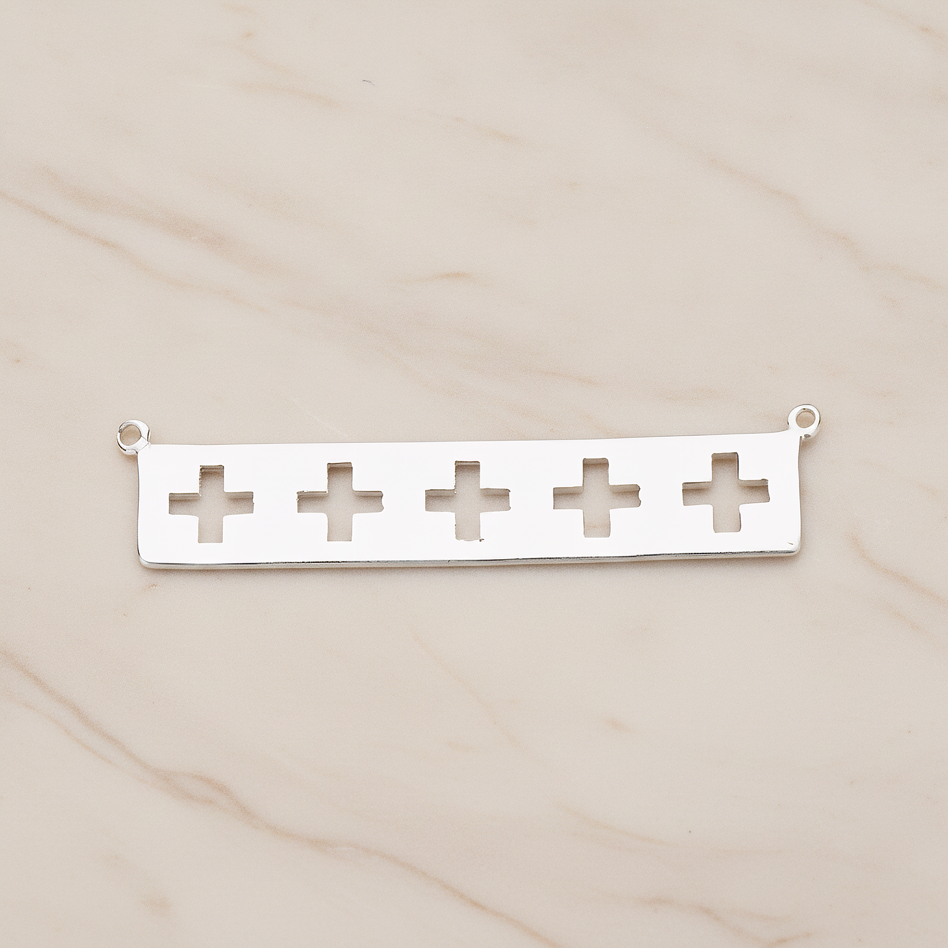 Geometric Cross Bar Pendant, 2 Pc on warm marble background (PD.1149)