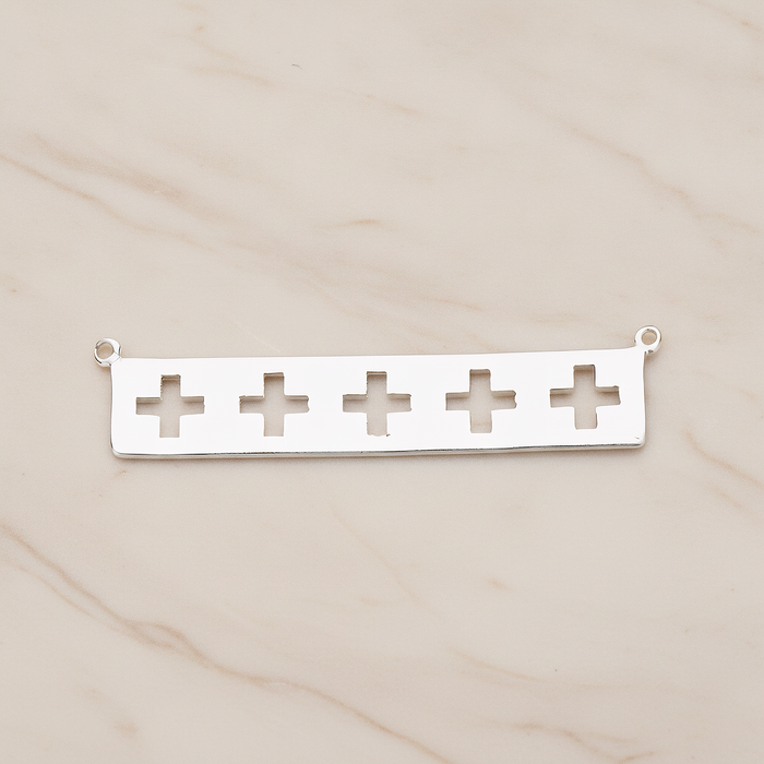 Geometric Cross Bar Pendant, 2 Pc on warm marble background (PD.1149)