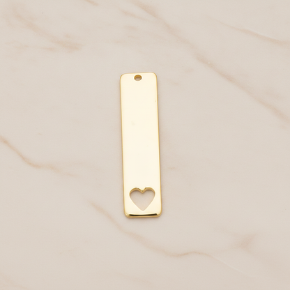 Vertical Heart Silhouette Bar Pendant, 2 Pc on warm marble background (PD.1150)