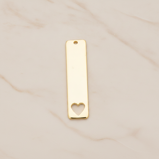 Vertical Heart Silhouette Bar Pendant, 2 Pc on warm marble background (PD.1150)