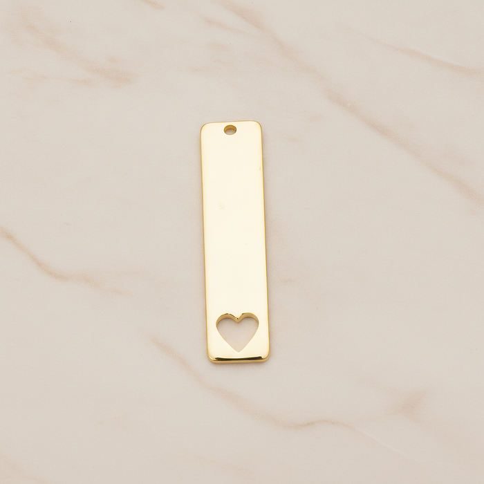 Vertical Heart Silhouette Bar Pendant, 2 Pc on warm marble background (PD.1150)