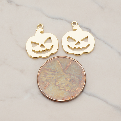 Halloween Pumpkin Pendant, 2 Pc on warm marble background (PD.1155)