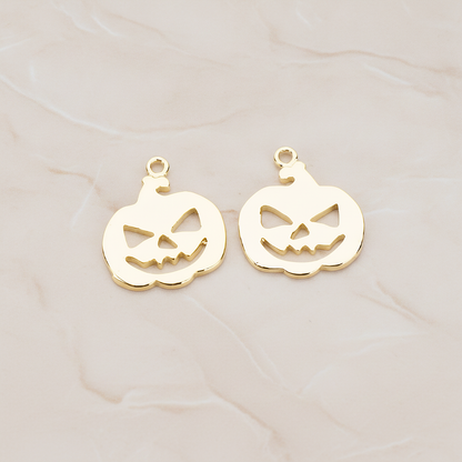 Halloween Pumpkin Pendant, 2 Pc on warm marble background (PD.1155)
