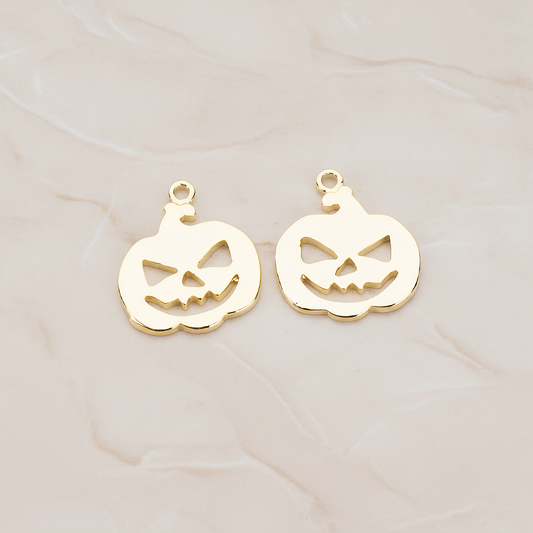 Halloween Pumpkin Pendant, 2 Pc on warm marble background (PD.1155)
