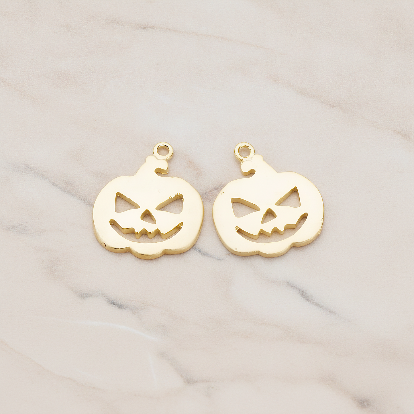 Halloween Pumpkin Pendant, 2 Pc on warm marble background (PD.1155)