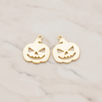 Halloween Pumpkin Pendant, 2 Pc on warm marble background (PD.1155)