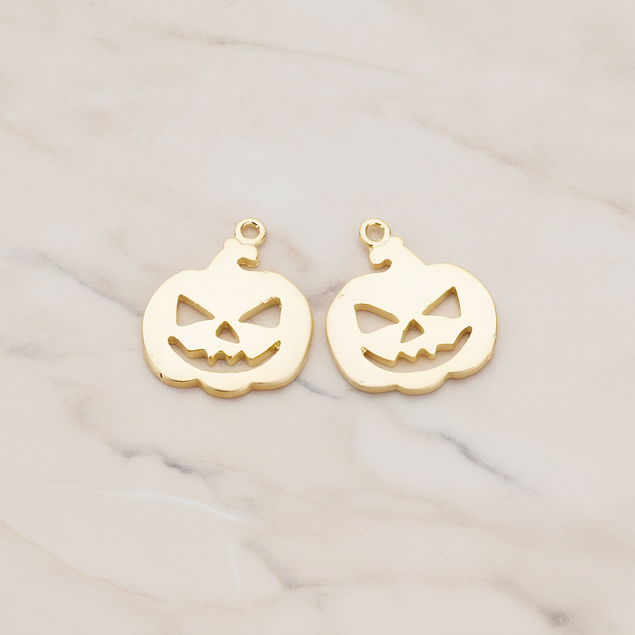 Halloween Pumpkin Pendant, 2 Pc on warm marble background (PD.1155)