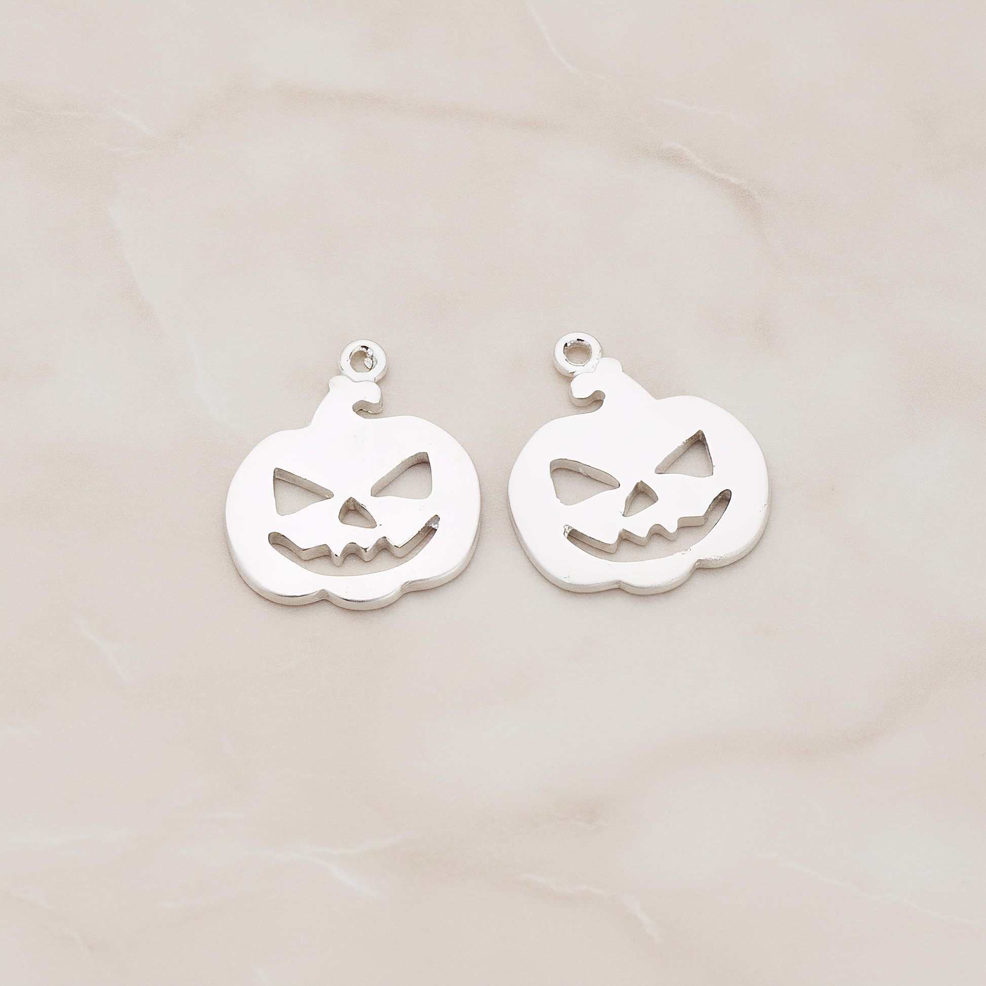Halloween Pumpkin Pendant, 2 Pc on warm marble background (PD.1155)