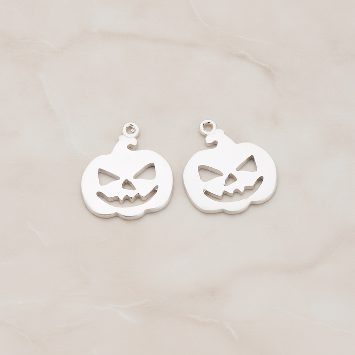 Halloween Pumpkin Pendant, 2 Pc on warm marble background (PD.1155)