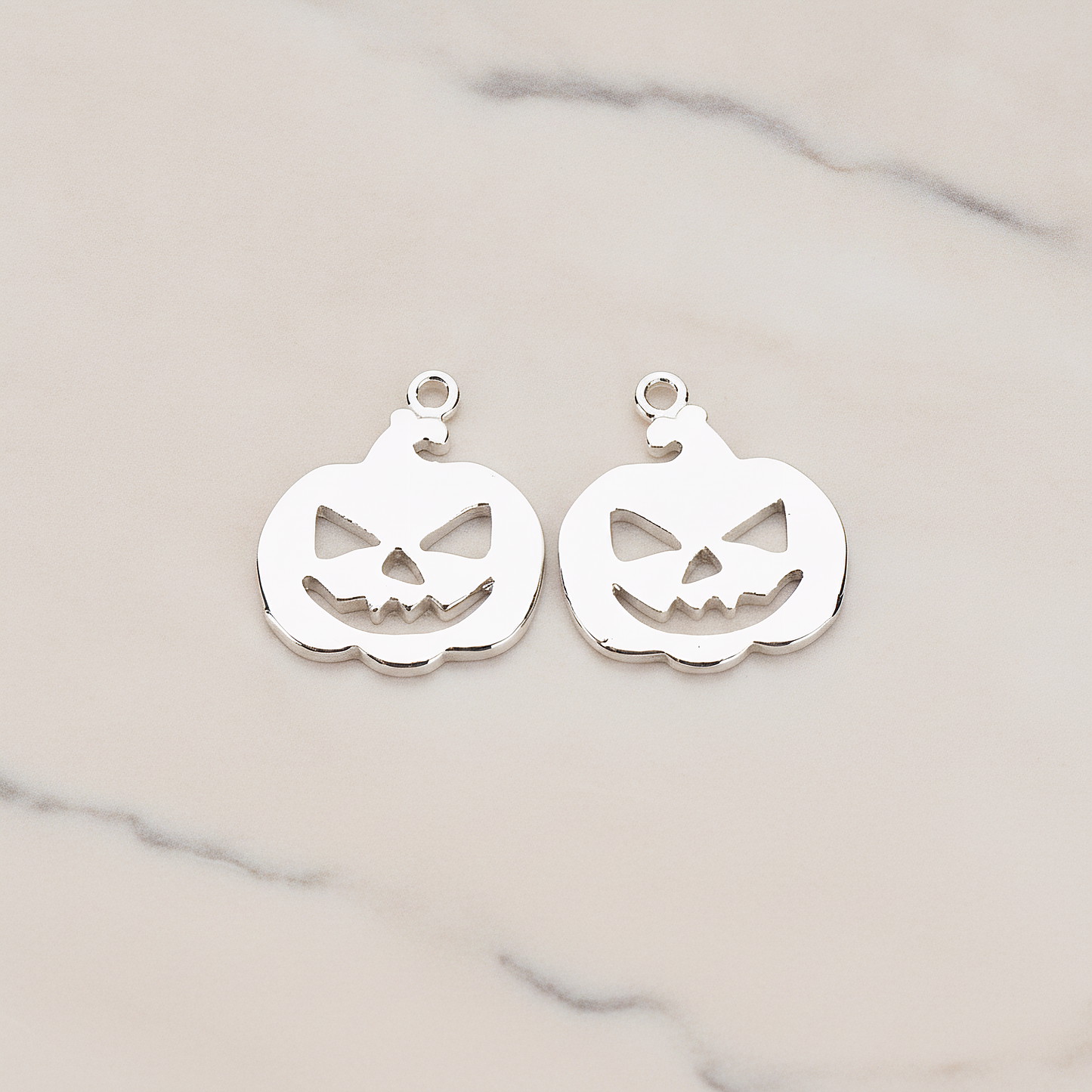 Halloween Pumpkin Pendant, 2 Pc on warm marble background (PD.1155)