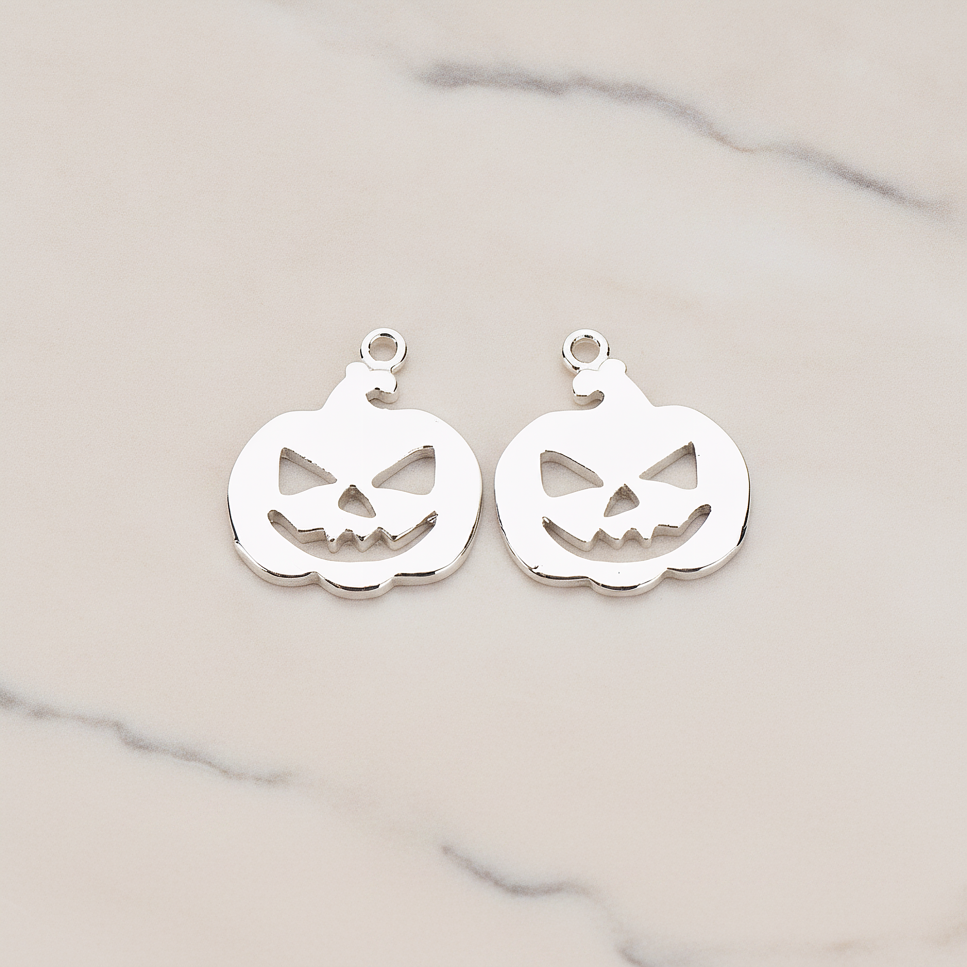 Halloween Pumpkin Pendant, 2 Pc on warm marble background (PD.1155)