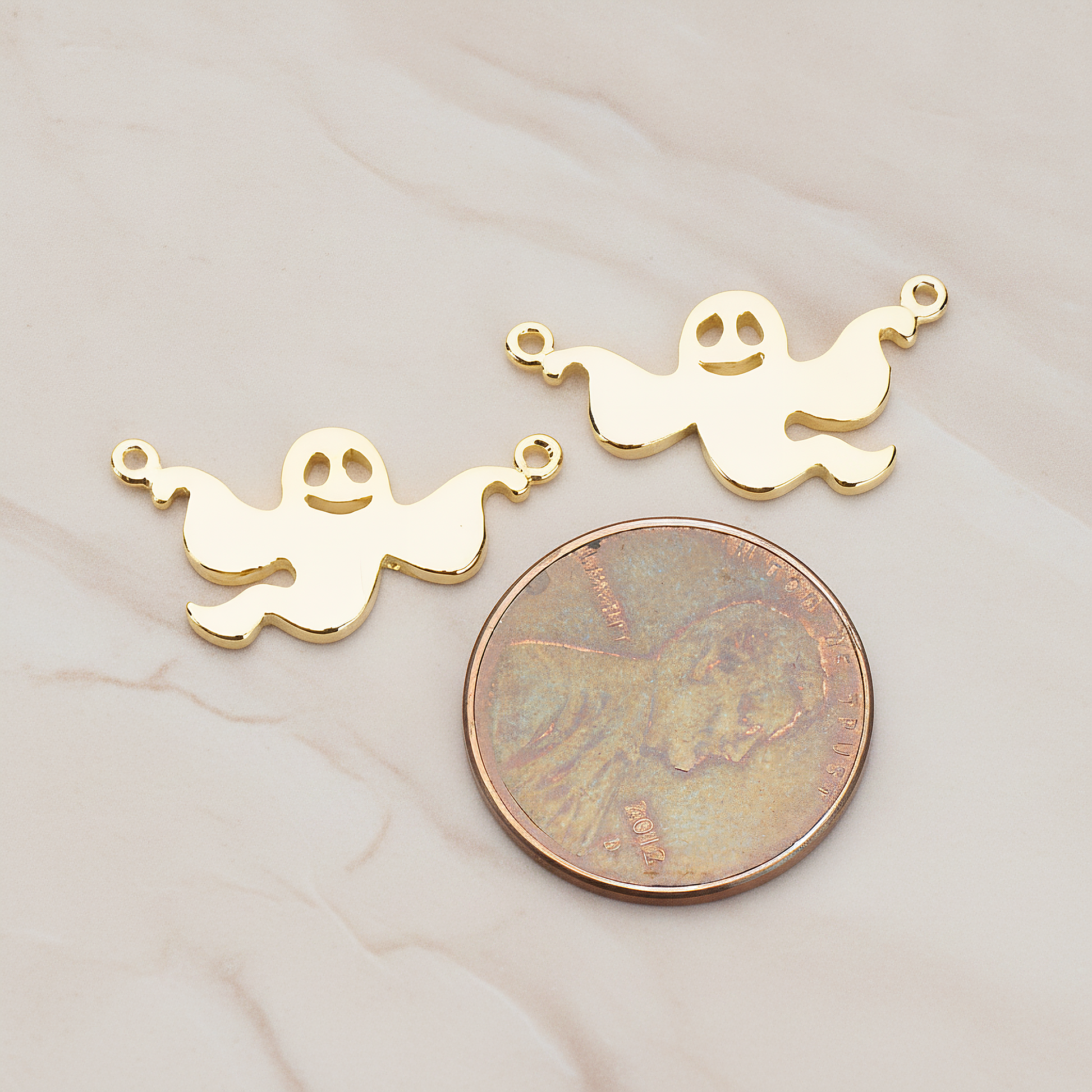 Halloween Ghost Pendant, 2 Pc on warm marble background (PD.1156)