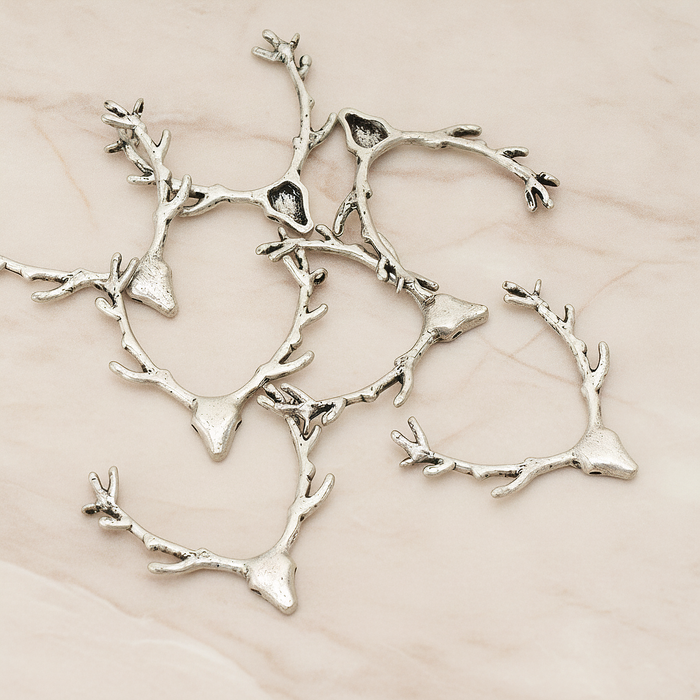 Large Deer Antler Pendant, 2 Pc on warm marble background (PD.1163)