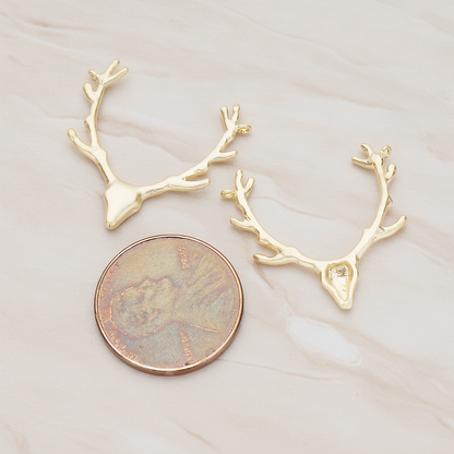Large Deer Antler Pendant, 2 Pc on warm marble background (PD.1163)