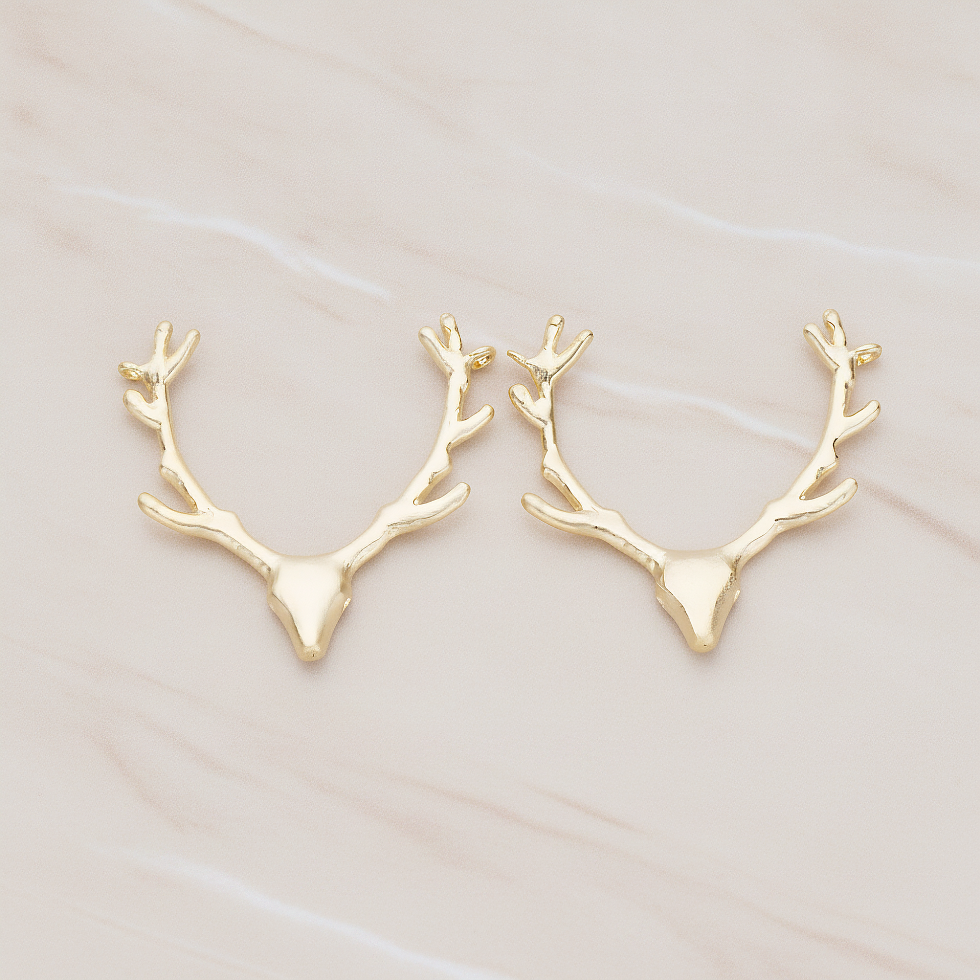Large Deer Antler Pendant, 2 Pc on warm marble background (PD.1163)