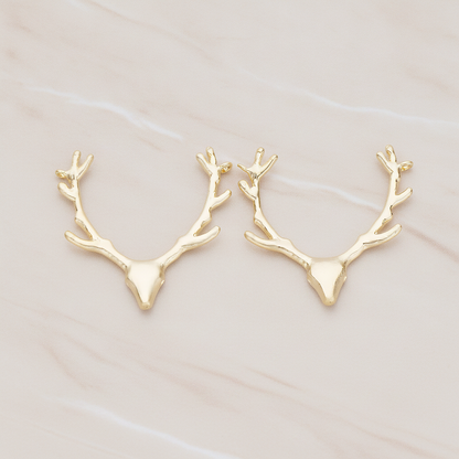 Large Deer Antler Pendant, 2 Pc on warm marble background (PD.1163)