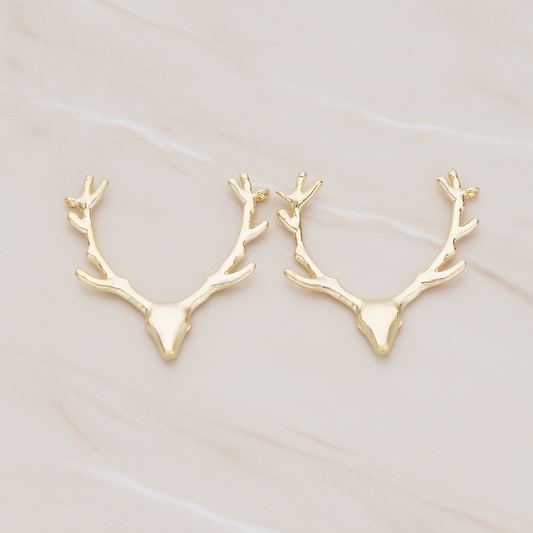 Large Deer Antler Pendant, 2 Pc on warm marble background (PD.1163)