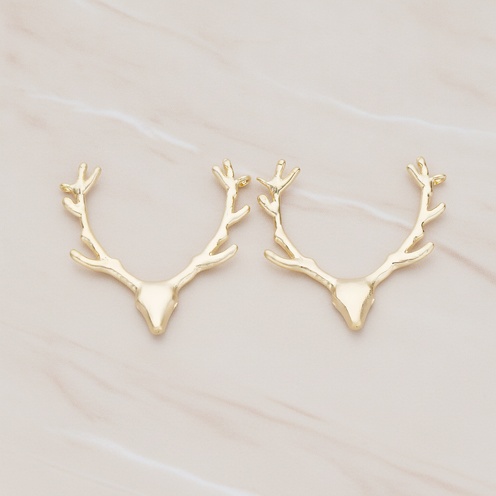 Large Deer Antler Pendant, 2 Pc on warm marble background (PD.1163)