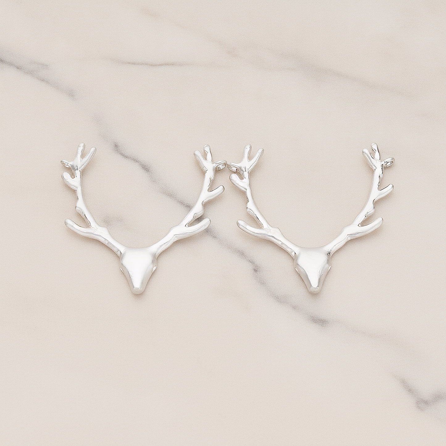 Large Deer Antler Pendant, 2 Pc on warm marble background (PD.1163)