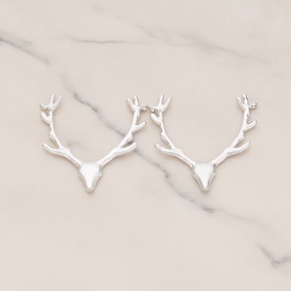Large Deer Antler Pendant, 2 Pc on warm marble background (PD.1163)