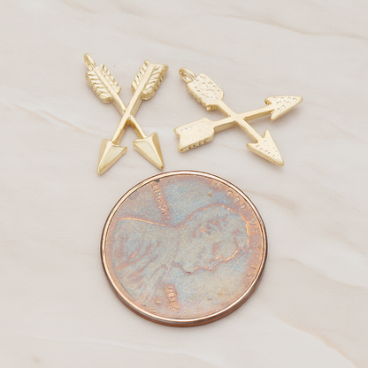 Double Arrow Pendant, 2 Pc on warm marble background (PD.1170)