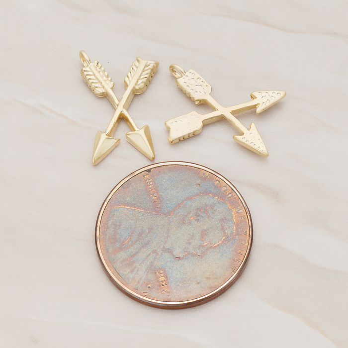 Double Arrow Pendant, 2 Pc on warm marble background (PD.1170)