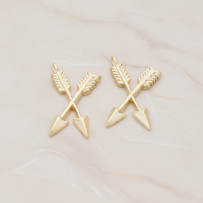 Double Arrow Pendant, 2 Pc on warm marble background (PD.1170)