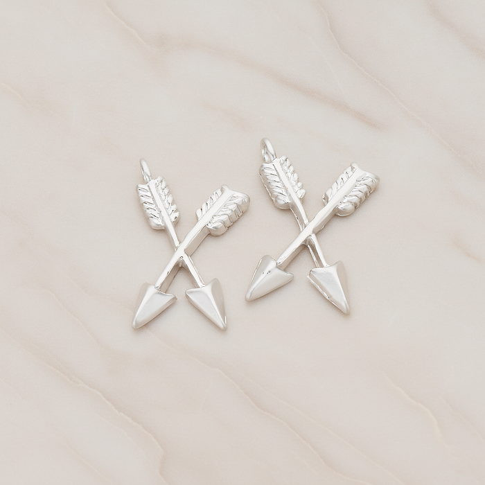 Double Arrow Pendant, 2 Pc on warm marble background (PD.1170)