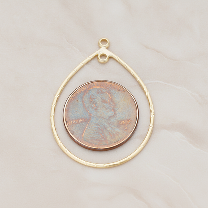 Teardrop Shape Link Droplet Pendant, 2 Pc on warm marble background (PD.1171)