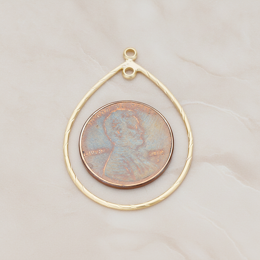Teardrop Shape Link Droplet Pendant, 2 Pc on warm marble background (PD.1171)
