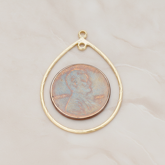 Teardrop Shape Link Droplet Pendant, 2 Pc on warm marble background (PD.1171)