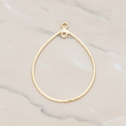 Teardrop Shape Link Droplet Pendant, 2 Pc on warm marble background (PD.1171)