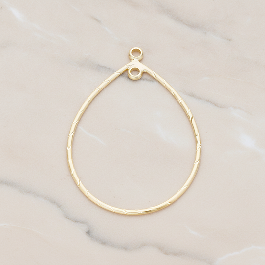 Teardrop Shape Link Droplet Pendant, 2 Pc on warm marble background (PD.1171)