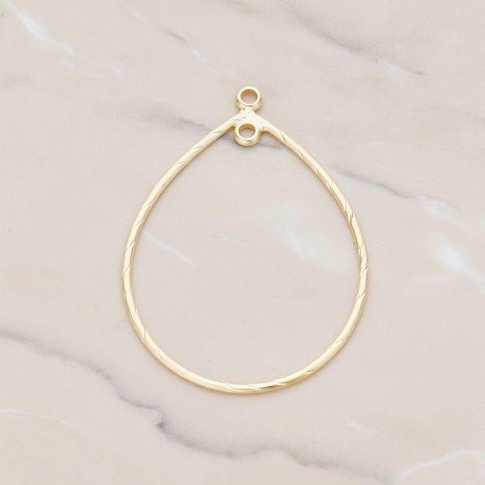 Teardrop Shape Link Droplet Pendant, 2 Pc on warm marble background (PD.1171)