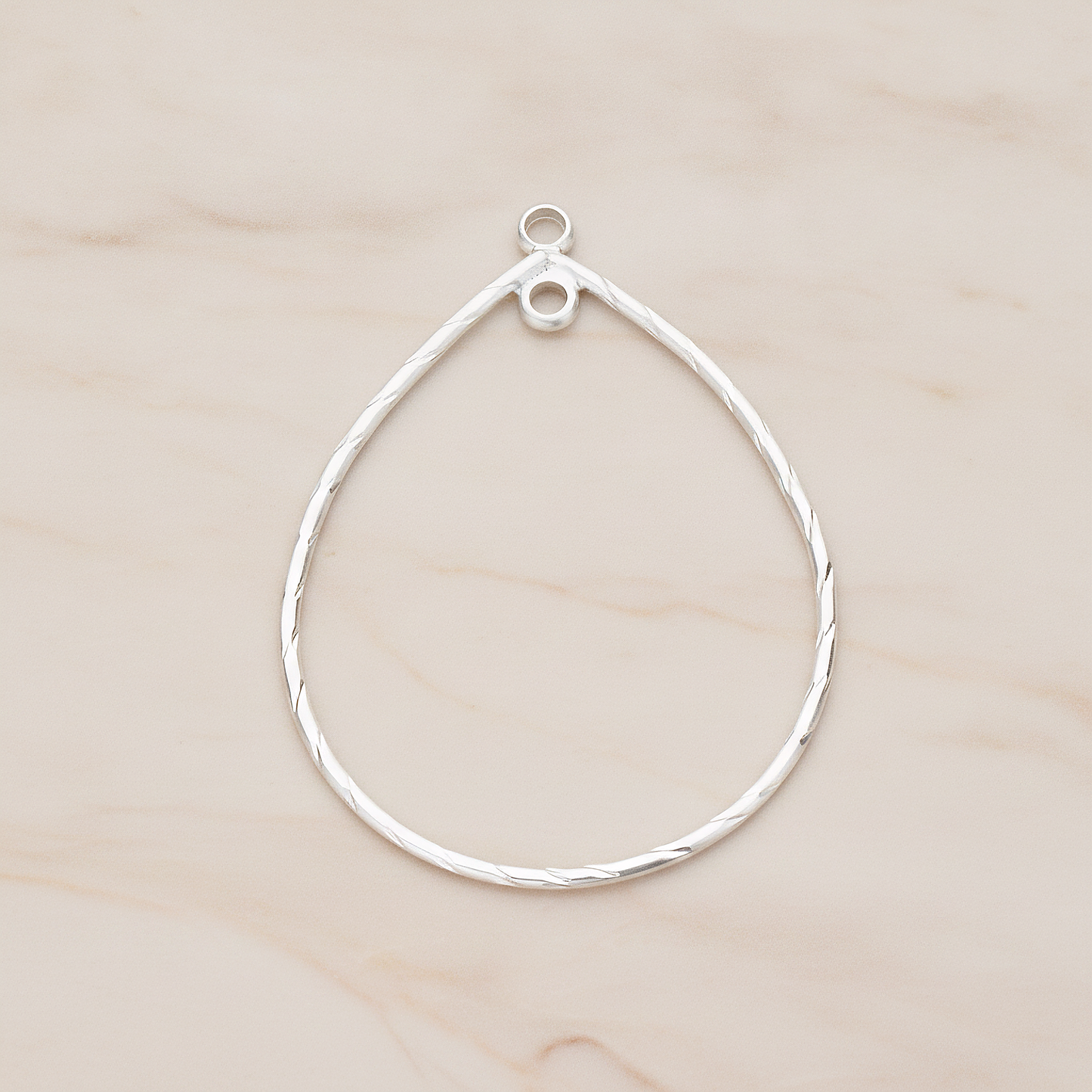 Teardrop Shape Link Droplet Pendant, 2 Pc on warm marble background (PD.1171)