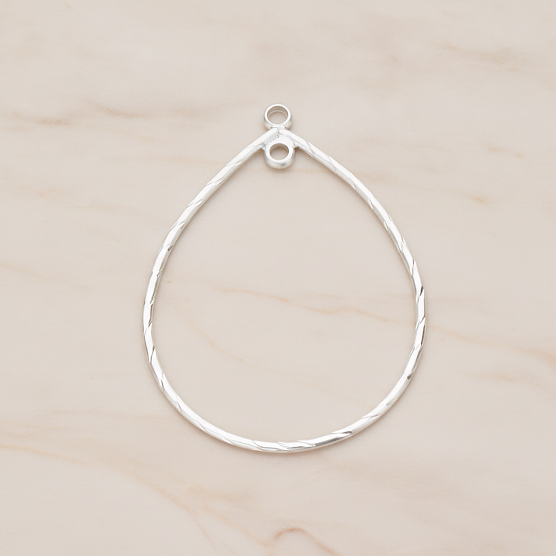 Teardrop Shape Link Droplet Pendant, 2 Pc on warm marble background (PD.1171)