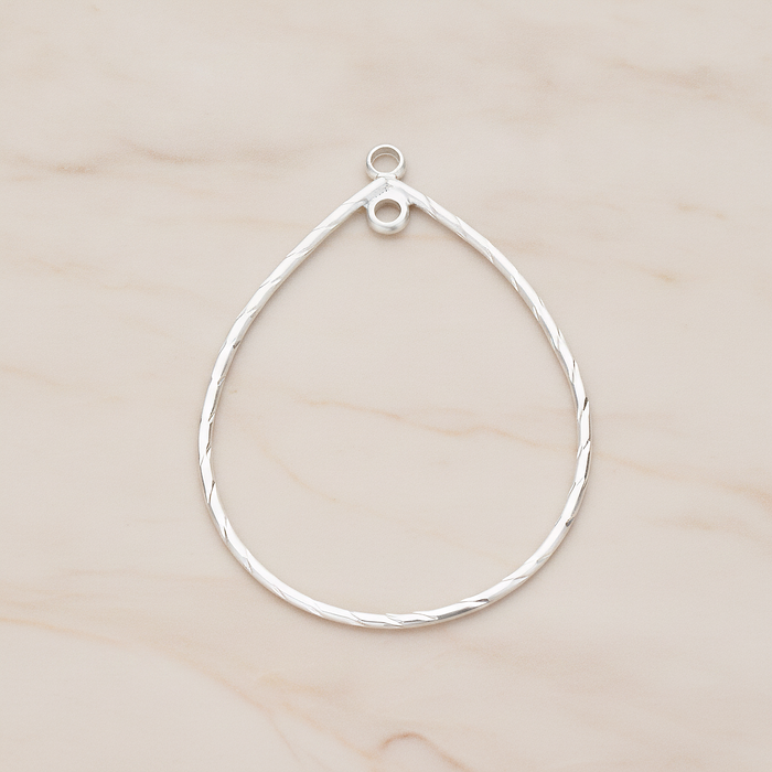 Teardrop Shape Link Droplet Pendant, 2 Pc on warm marble background (PD.1171)