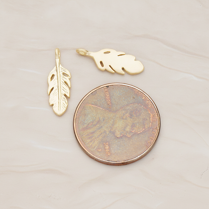 Mini Feather Pendant, 2 Pc on warm marble background (PD.1173)
