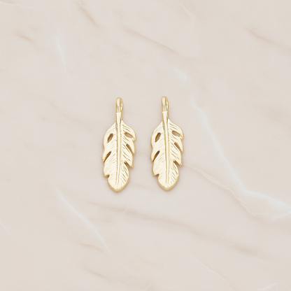 Mini Feather Pendant, 2 Pc on warm marble background (PD.1173)