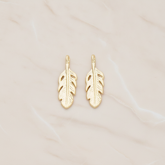 Mini Feather Pendant, 2 Pc on warm marble background (PD.1173)