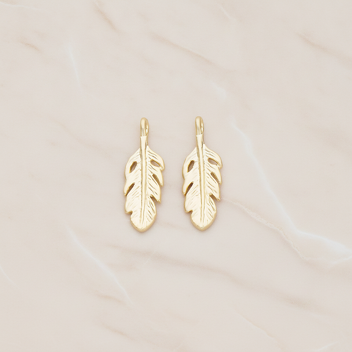 Mini Feather Pendant, 2 Pc on warm marble background (PD.1173)