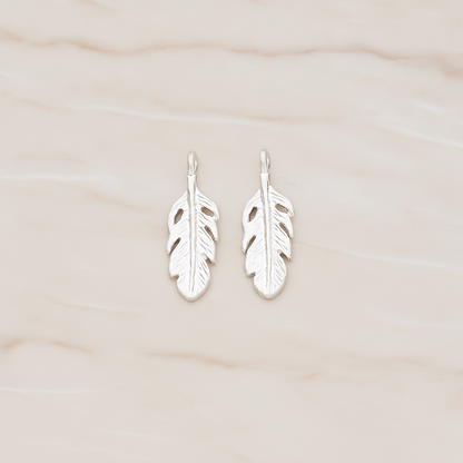 Mini Feather Pendant, 2 Pc on warm marble background (PD.1173)