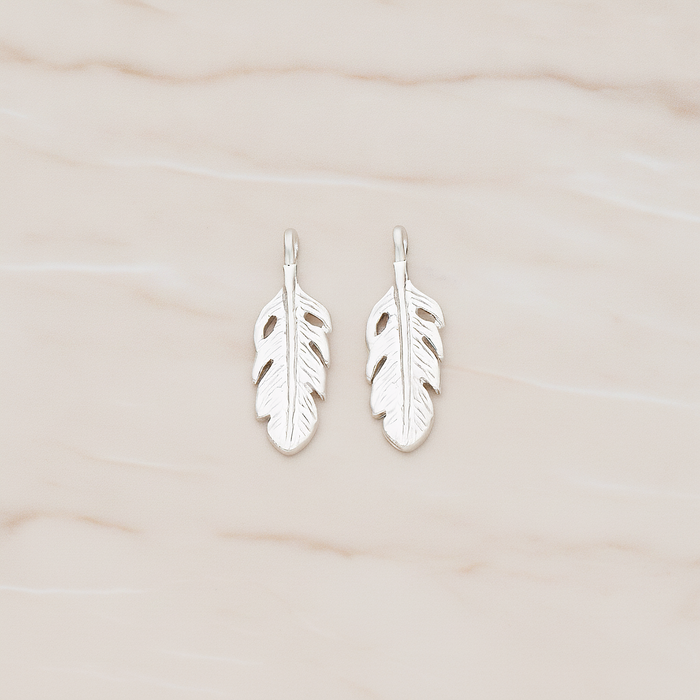 Mini Feather Pendant, 2 Pc on warm marble background (PD.1173)