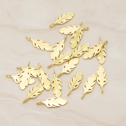 Mini Feather Pendant, 2 Pc on warm marble background (PD.1173)