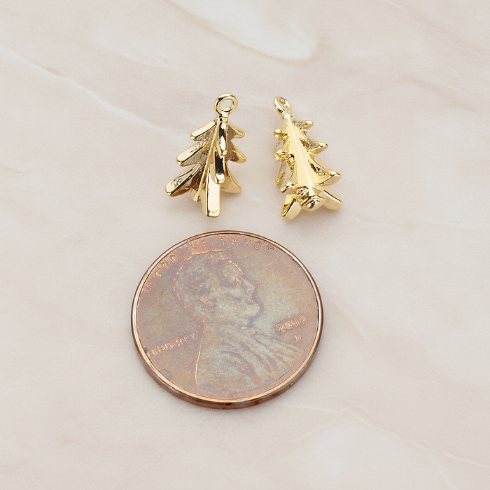 X-MAS Tree Ornament Tree Pendant, 2 Pc on warm marble background (PD.1177)